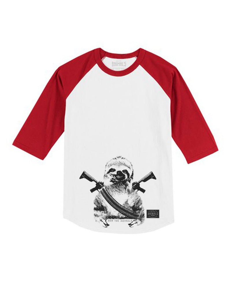 Load image into Gallery viewer, Unisex | Artillery Sloth | 3/4 Sleeve Raglan - Arm The Animals Clothing Co.
