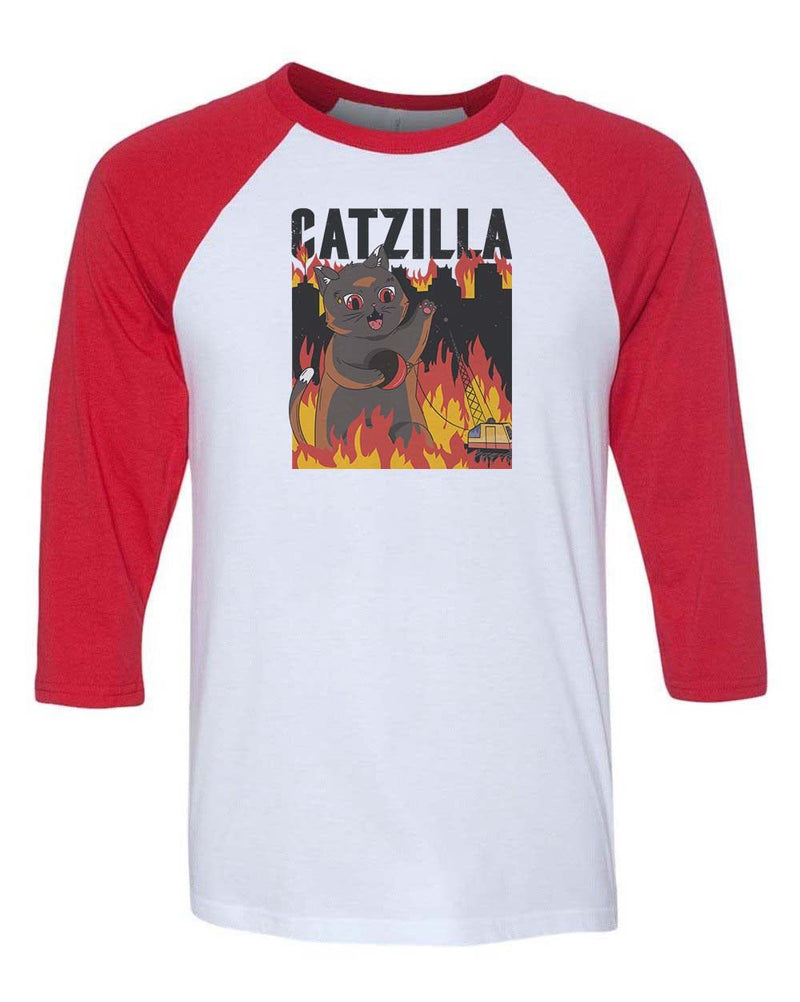 Load image into Gallery viewer, Unisex | Catzilla | 3/4 Sleeve Raglan - Arm The Animals Clothing Co.
