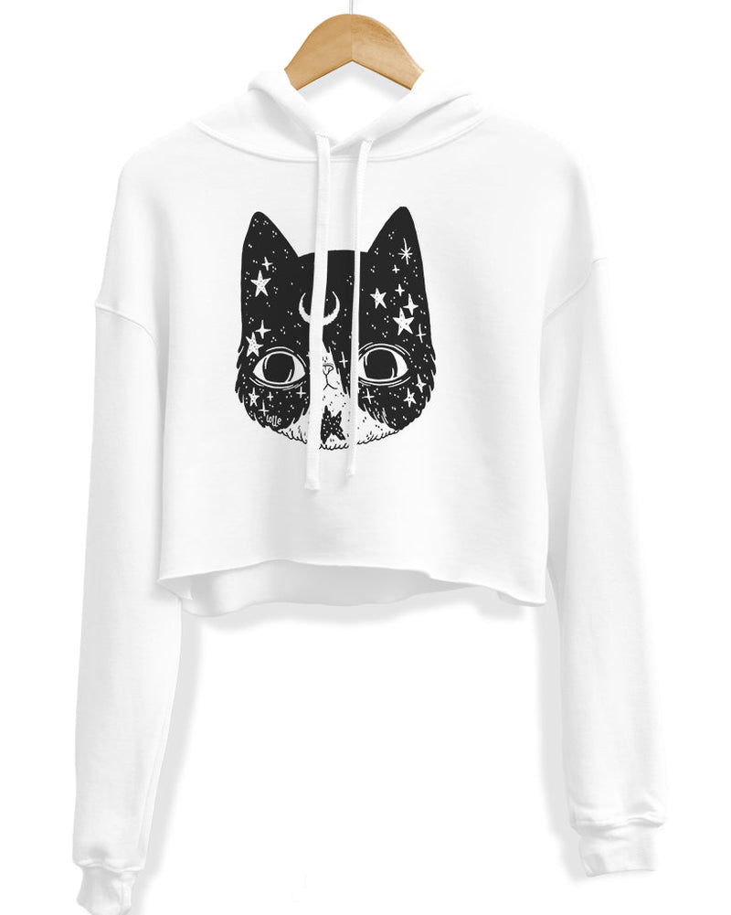 Load image into Gallery viewer, Unisex | Crescent Cat | Crop Hoodie - Arm The Animals Clothing Co.
