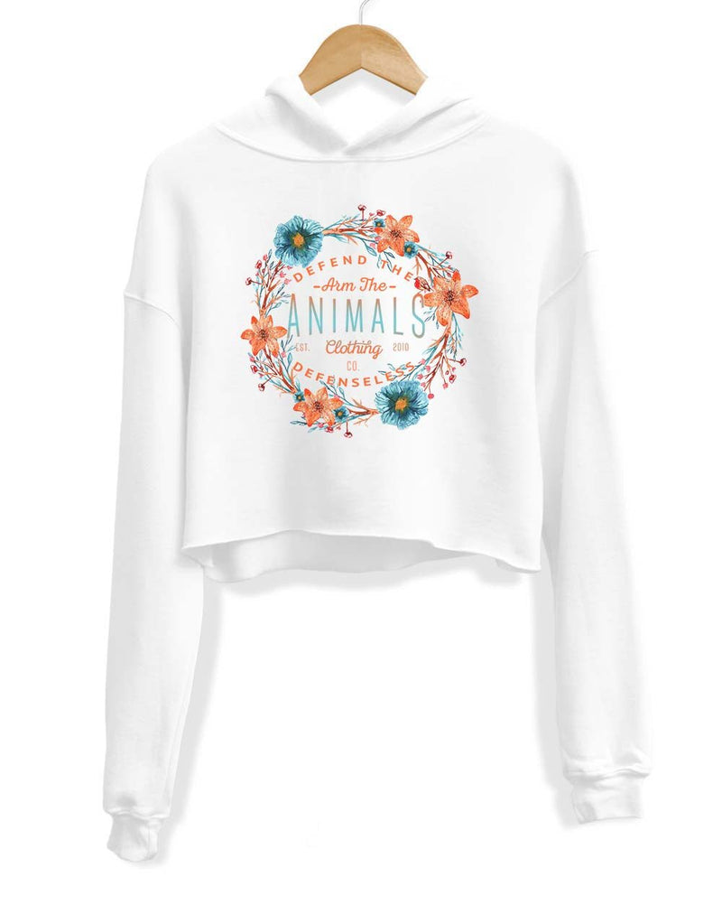 Load image into Gallery viewer, Unisex | Floral Wreath | Crop Hoodie - Arm The Animals Clothing Co.
