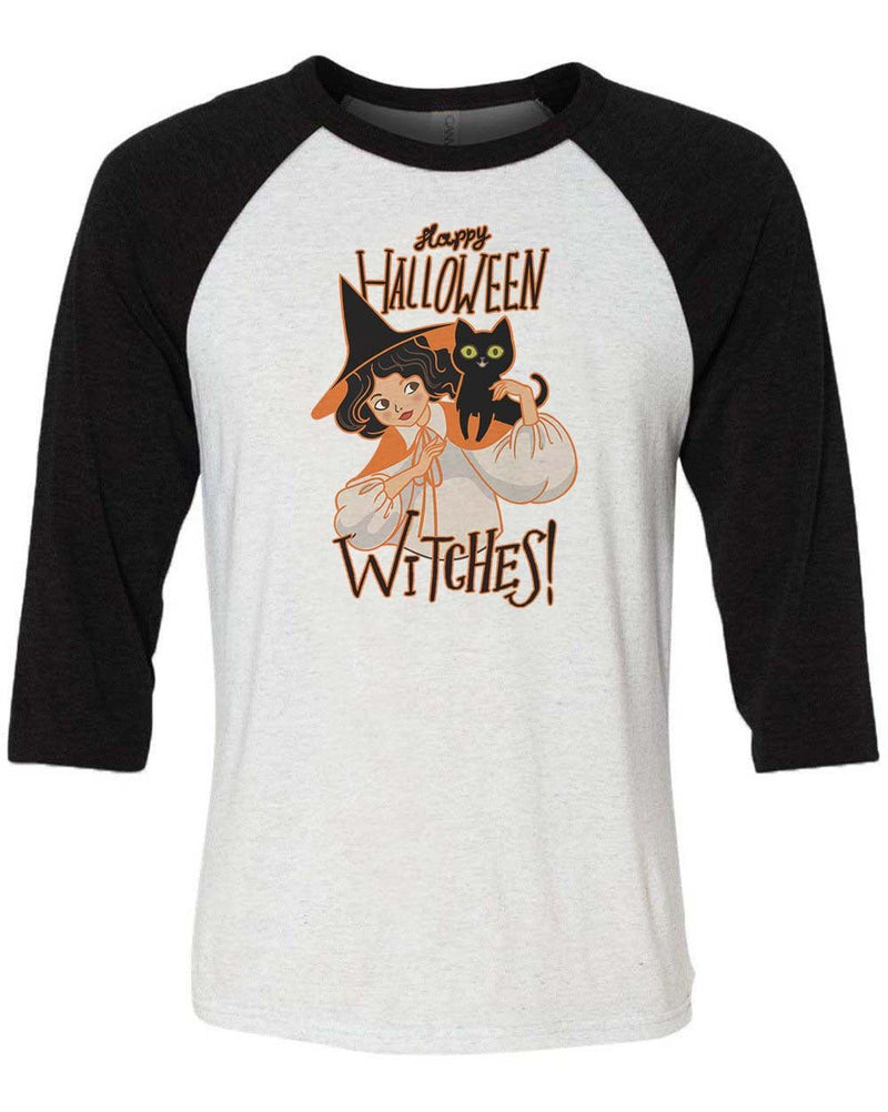 Load image into Gallery viewer, Unisex | Happy Halloween WITCHES | 3/4 Sleeve Raglan - Arm The Animals Clothing Co.
