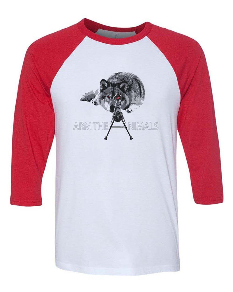 Load image into Gallery viewer, Unisex | M-16 Wolf Arctic Warfare | 3/4 Sleeve Raglan - Arm The Animals Clothing Co.
