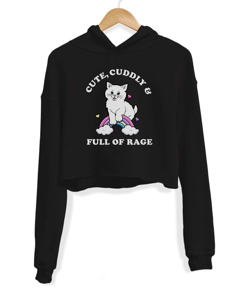 Load image into Gallery viewer, Unisex | Rage Kitty | Crop Hoodie - Arm The Animals Clothing Co.
