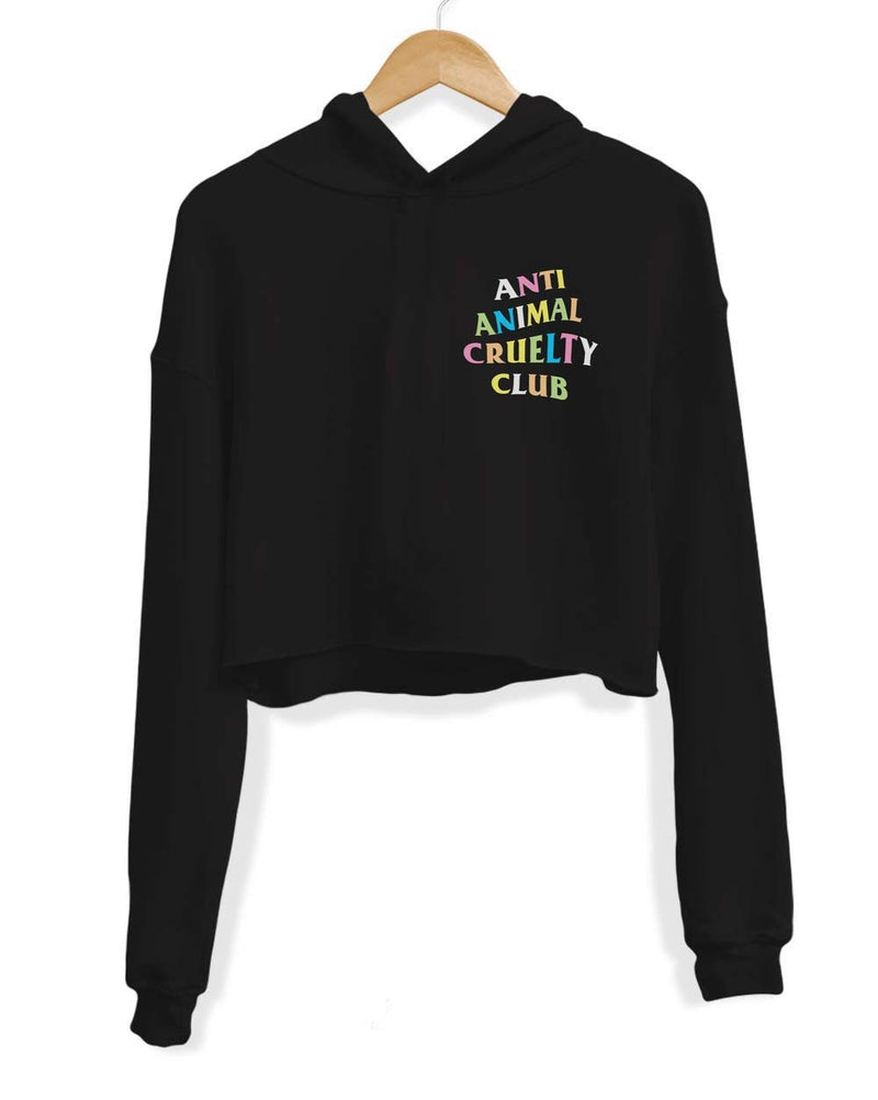 Load image into Gallery viewer, Unisex | Rainbow Anti Animal Cruelty Club | Crop Hoodie - Arm The Animals Clothing Co.
