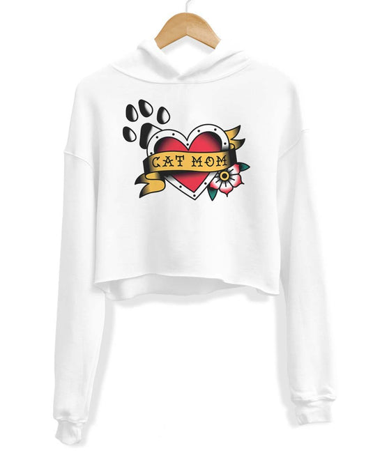 Unisex | Tattoo Cat Mom | Crop Hoodie - Arm The Animals Clothing Co.