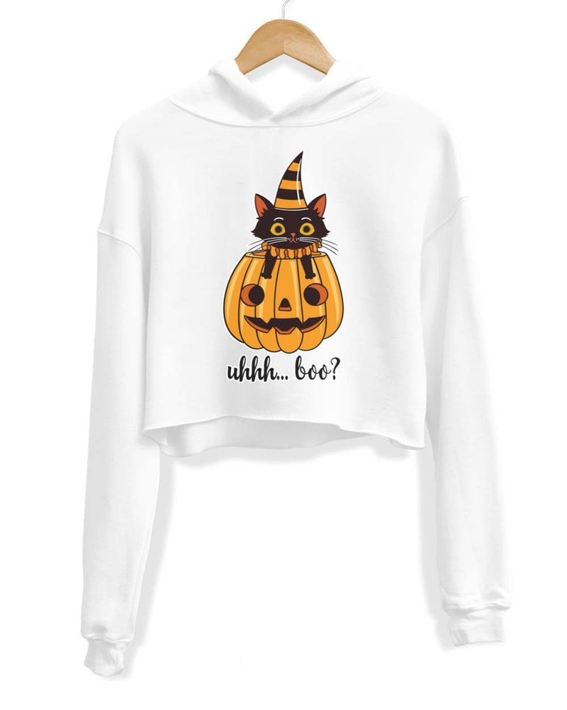 Load image into Gallery viewer, Unisex | Uhhh Boo | Crop Hoodie - Arm The Animals Clothing Co.
