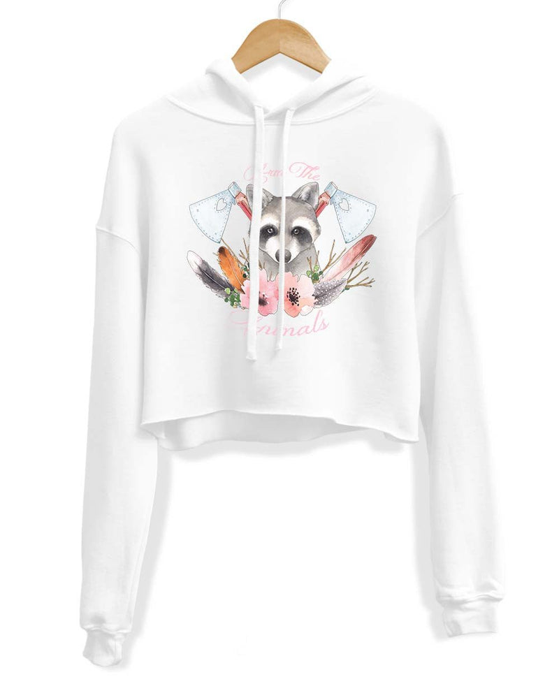 Load image into Gallery viewer, Unisex | Woodland Raccoon | Crop Hoodie - Arm The Animals Clothing Co.
