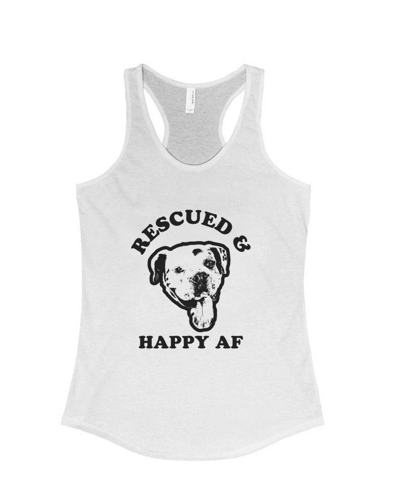 Load image into Gallery viewer, Women&#39;s | Rescued and Happy AF | Tank Top - Arm The Animals Clothing Co.

