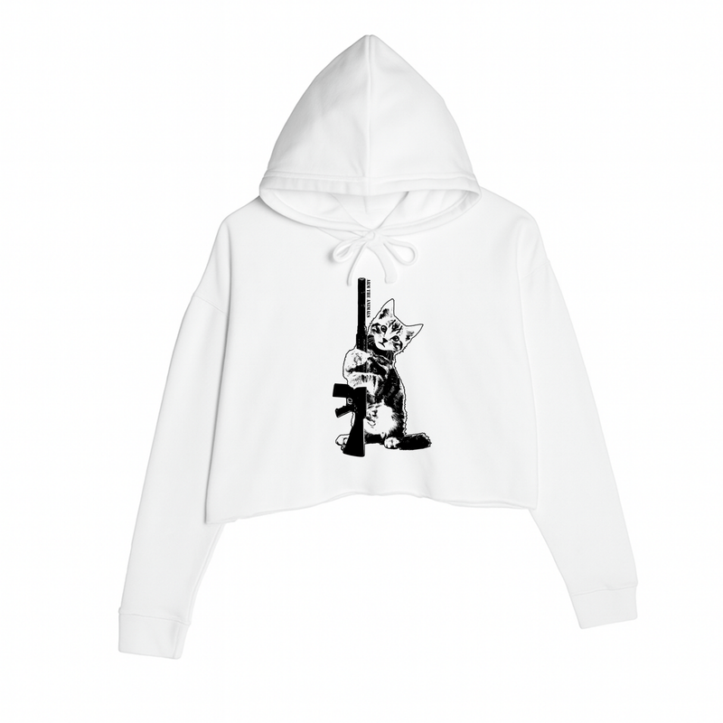 Load image into Gallery viewer, Women&#39;s | Ain&#39;t Kitten Around | Crop Hoodie - Arm The Animals Clothing LLC
