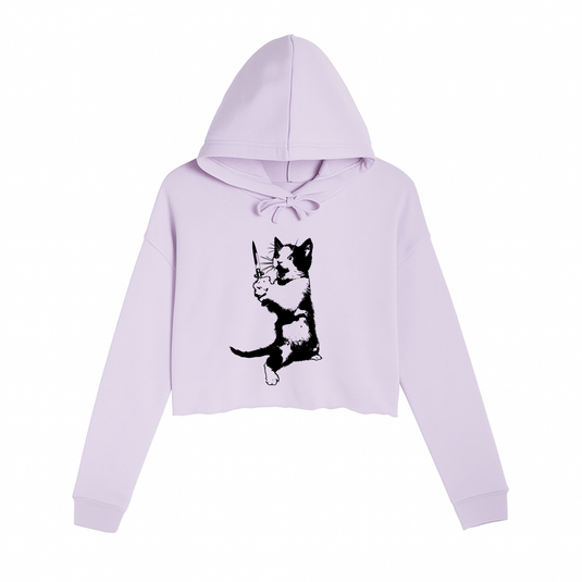 Women's | Cat The Ripper | Crop Hoodie - Arm The Animals Clothing LLC