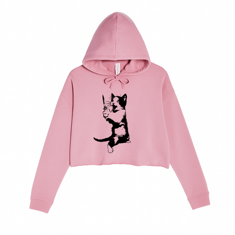 Load image into Gallery viewer, Women&#39;s | Cat The Ripper | Crop Hoodie - Arm The Animals Clothing LLC
