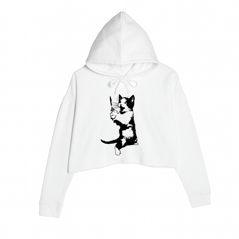 Load image into Gallery viewer, Women&#39;s | Cat The Ripper | Crop Hoodie - Arm The Animals Clothing LLC
