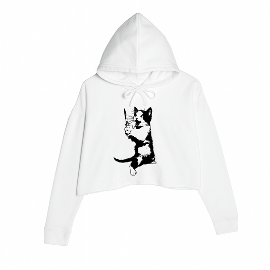 Women's | Cat The Ripper | Crop Hoodie - Arm The Animals Clothing LLC
