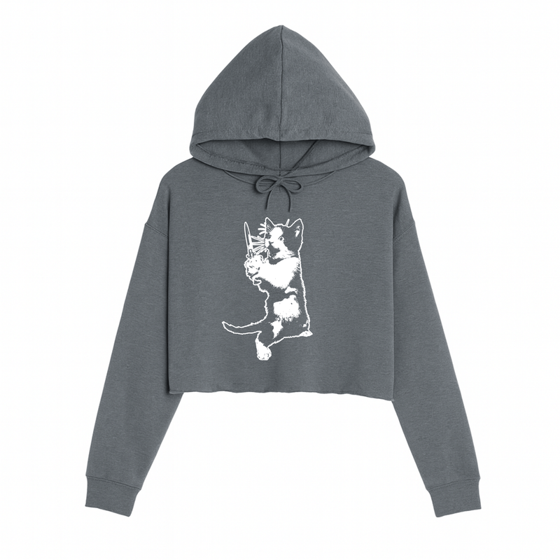 Load image into Gallery viewer, Women&#39;s | Cat The Ripper | Crop Hoodie - Arm The Animals Clothing LLC
