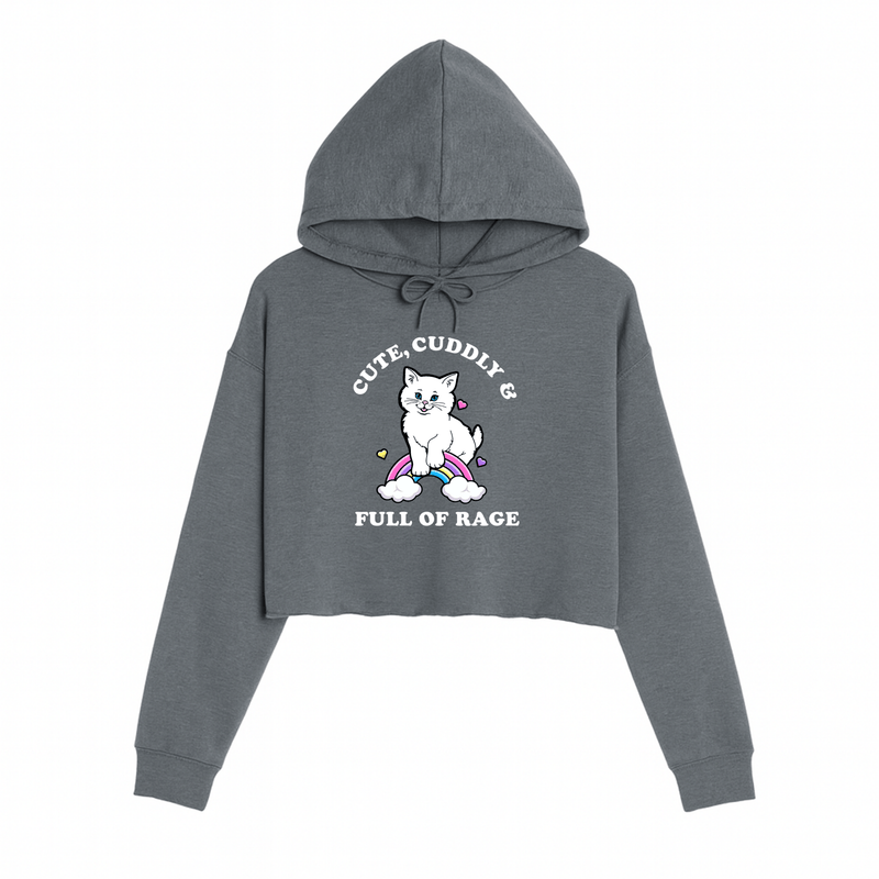 Load image into Gallery viewer, Women&#39;s | Rage Kitty | Crop Hoodie - Arm The Animals Clothing LLC
