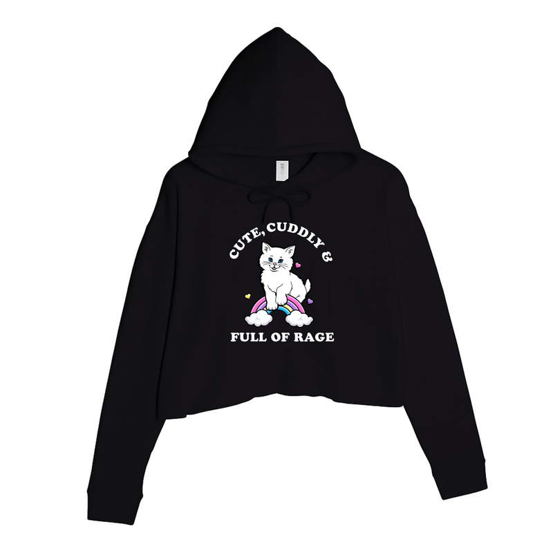 Load image into Gallery viewer, Women&#39;s | Rage Kitty | Crop Hoodie - Arm The Animals Clothing LLC
