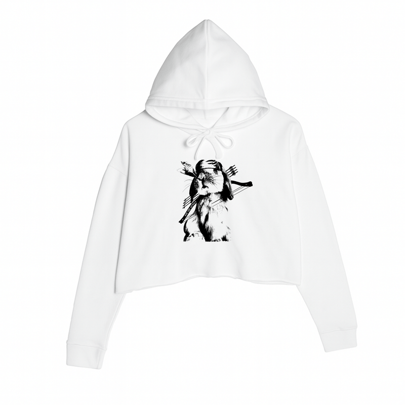 Load image into Gallery viewer, Women&#39;s | Rambo Bunny | Crop Hoodie - Arm The Animals Clothing LLC
