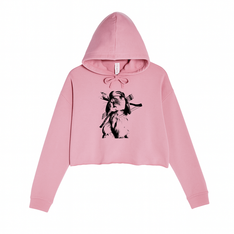 Load image into Gallery viewer, Women&#39;s | Rambo Bunny | Crop Hoodie - Arm The Animals Clothing LLC

