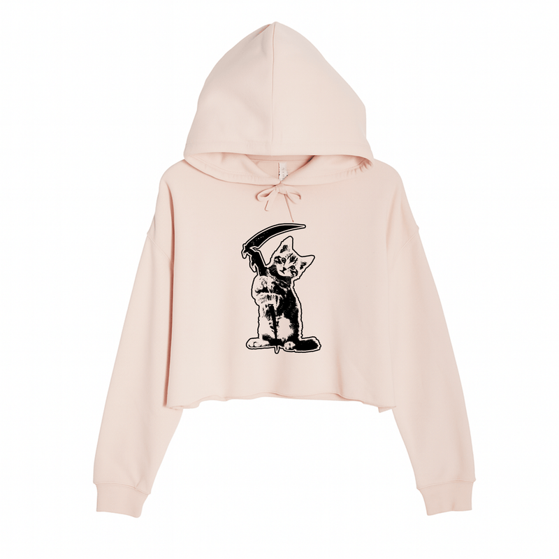 Load image into Gallery viewer, Women&#39;s | Reaper Kitty | Crop Hoodie - Arm The Animals Clothing LLC
