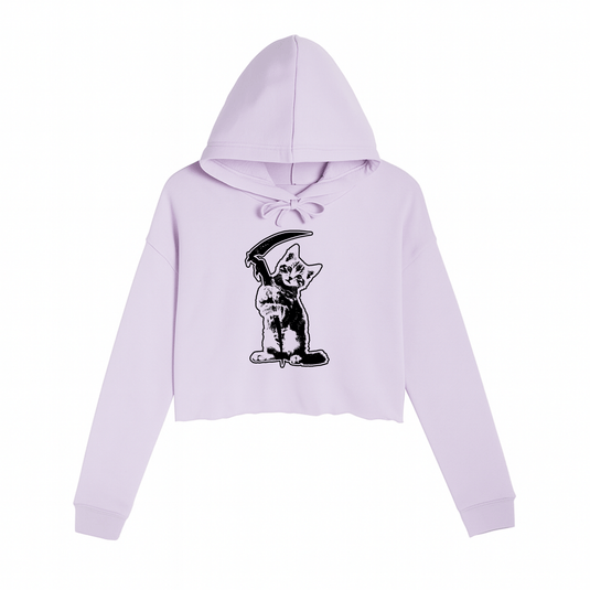 Women's | Reaper Kitty | Crop Hoodie - Arm The Animals Clothing LLC