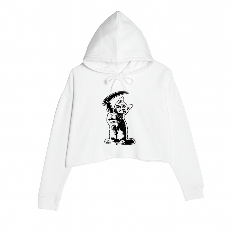 Load image into Gallery viewer, Women&#39;s | Reaper Kitty | Crop Hoodie - Arm The Animals Clothing LLC
