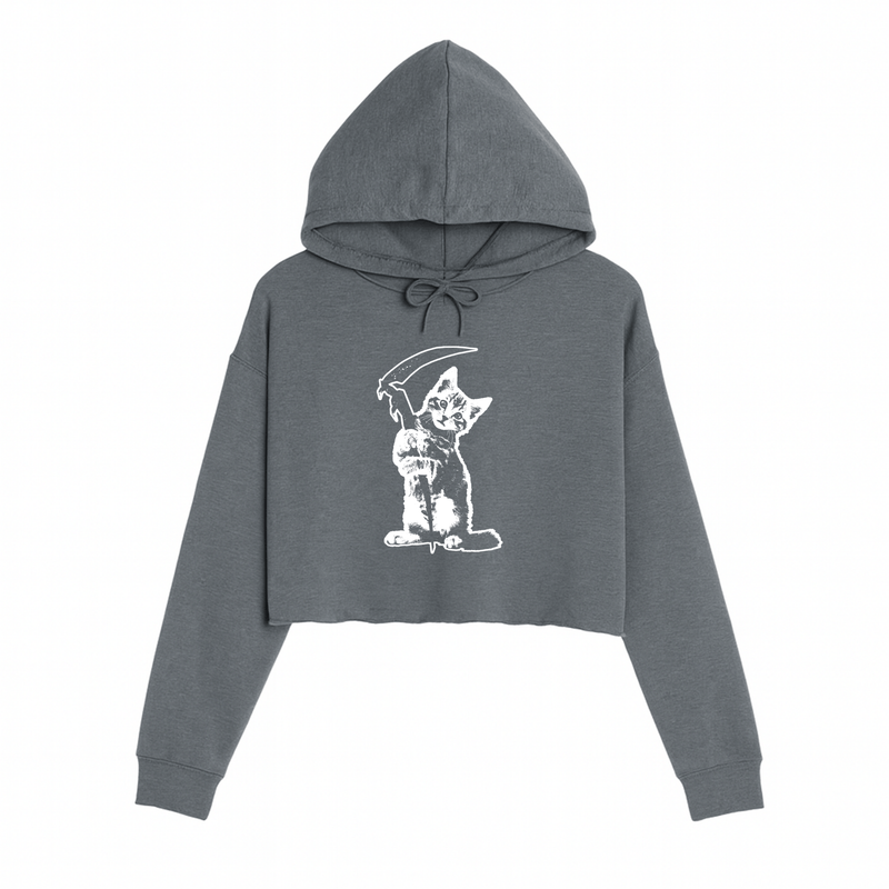 Load image into Gallery viewer, Women&#39;s | Reaper Kitty | Crop Hoodie - Arm The Animals Clothing LLC
