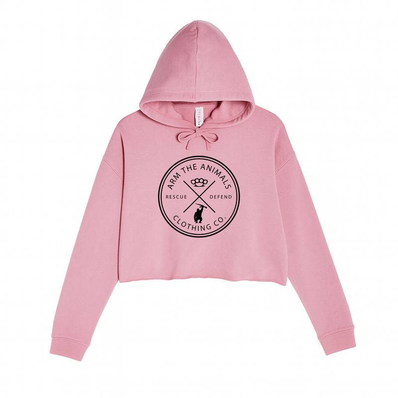Load image into Gallery viewer, Women&#39;s | Rescue Knuckles Logo | Crop Hoodie - Arm The Animals Clothing LLC
