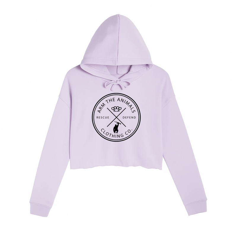 Load image into Gallery viewer, Women&#39;s | Rescue Knuckles Logo | Crop Hoodie - Arm The Animals Clothing LLC

