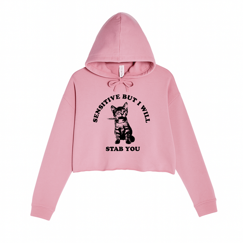 Load image into Gallery viewer, Women&#39;s | Sensitive | Crop Hoodie - Arm The Animals Clothing LLC
