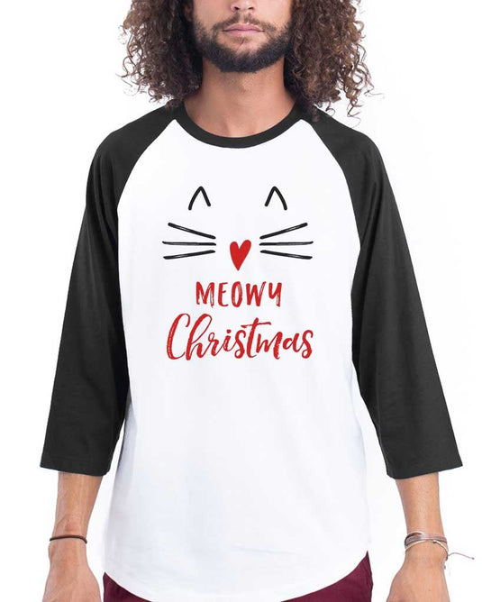 Men's | Meowy Christmas | 3/4 Sleeve Raglan - Arm The Animals Clothing LLC