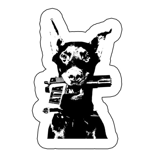 Stickers | Doberman Pistol | Die Cut Sticker - Arm The Animals Clothing Co.