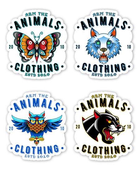 Stickers | Varsity | 4mm UV Coated Die Cut Sticker Set - Arm The Animals Clothing Co.