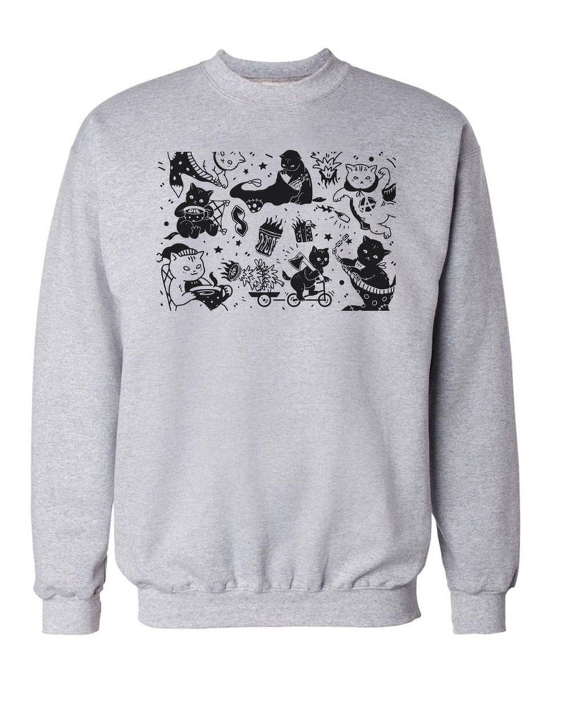 Load image into Gallery viewer, Unisex | Anarchist Christmas Cats | Crewneck Sweatshirt - Arm The Animals Clothing LLC
