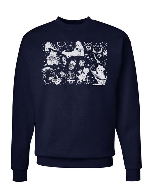 Unisex | Anarchist Christmas Cats | Crewneck Sweatshirt - Arm The Animals Clothing LLC
