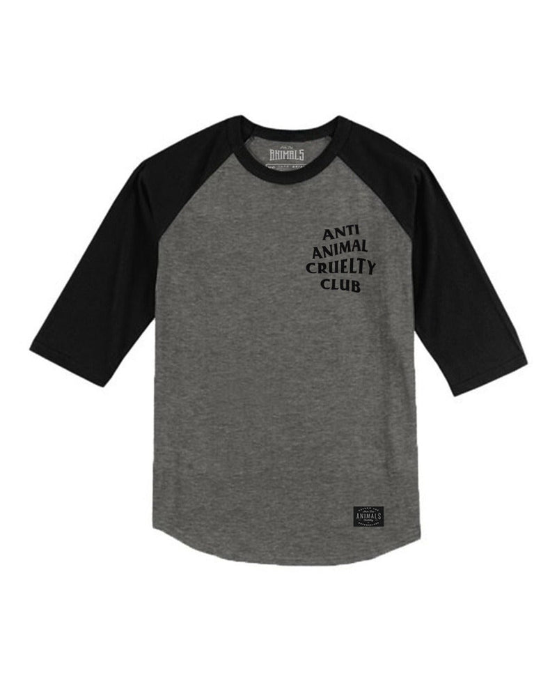 Load image into Gallery viewer, Unisex | Anti Animal Cruelty Club | 3/4 Sleeve Raglan - Arm The Animals Clothing Co.
