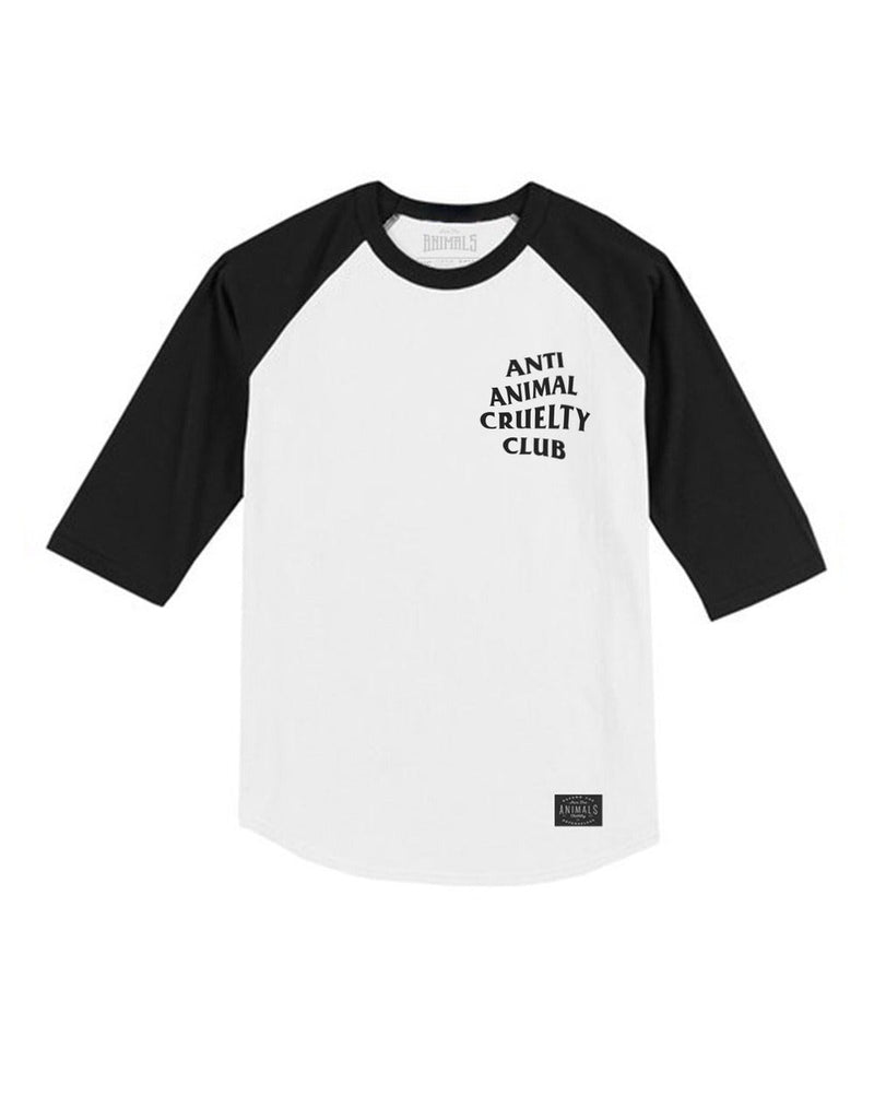 Load image into Gallery viewer, Unisex | Anti Animal Cruelty Club | 3/4 Sleeve Raglan - Arm The Animals Clothing Co.

