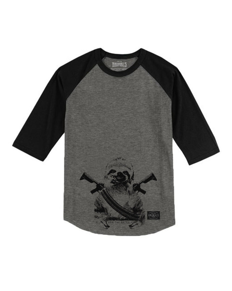 Load image into Gallery viewer, Unisex | Artillery Sloth | 3/4 Sleeve Raglan - Arm The Animals Clothing Co.

