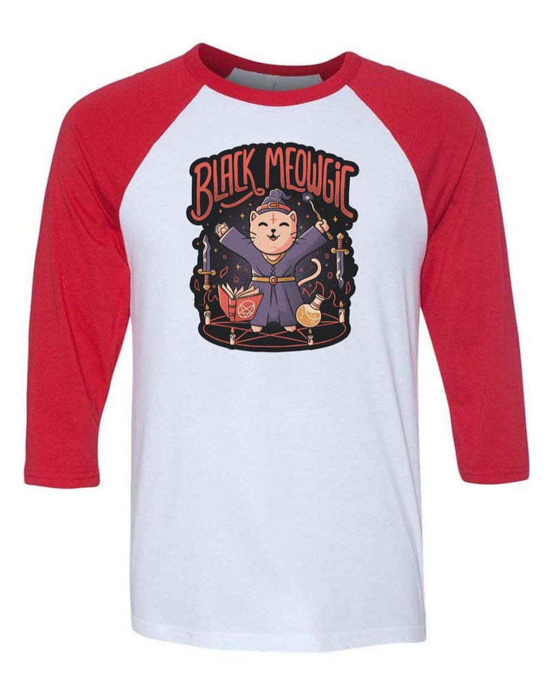 Load image into Gallery viewer, Unisex | Black Meowgic | 3/4 Sleeve Raglan - Arm The Animals Clothing Co.
