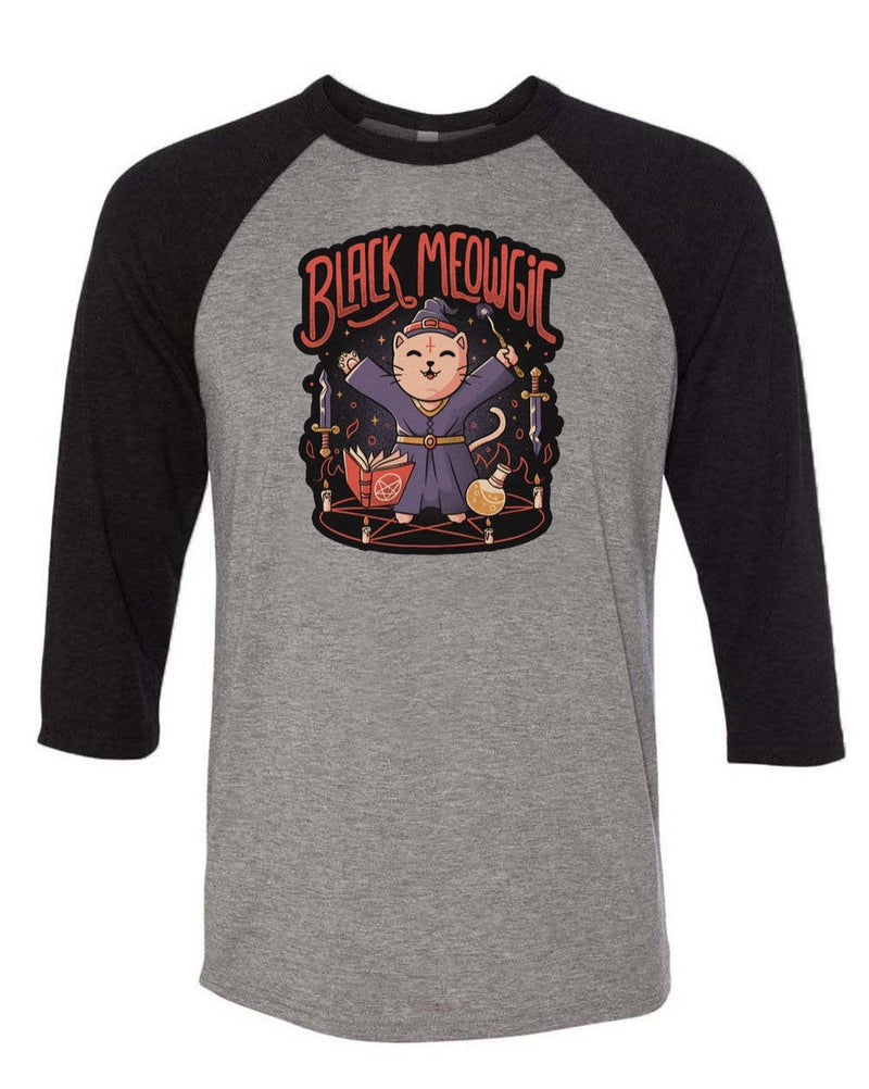 Load image into Gallery viewer, Unisex | Black Meowgic | 3/4 Sleeve Raglan - Arm The Animals Clothing Co.

