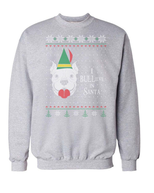 Unisex | BULLieve In Santa | Holiday Crewneck Sweatshirt - Arm The Animals Clothing LLC