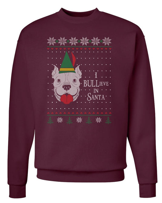 Unisex | BULLieve In Santa | Holiday Crewneck Sweatshirt - Arm The Animals Clothing LLC
