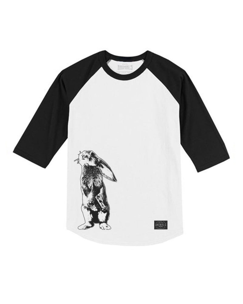 Load image into Gallery viewer, Unisex | Bunshot | 3/4 Sleeve Raglan - Arm The Animals Clothing Co.
