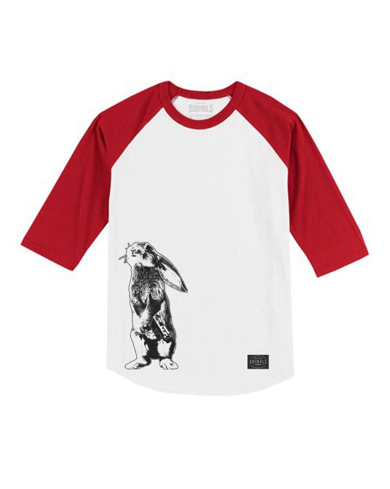 Load image into Gallery viewer, Unisex | Bunshot | 3/4 Sleeve Raglan - Arm The Animals Clothing Co.
