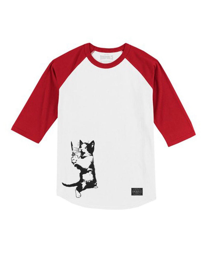 Load image into Gallery viewer, Unisex | Cat The Ripper | 3/4 Sleeve Raglan - Arm The Animals Clothing LLC
