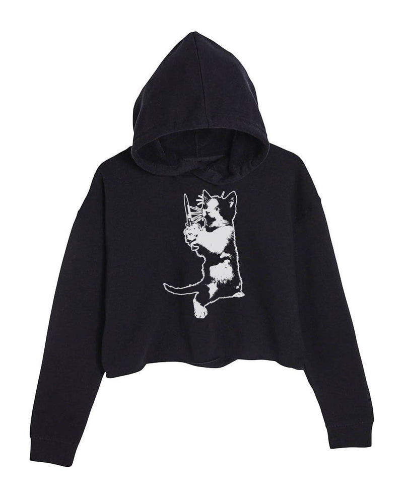 Load image into Gallery viewer, Unisex | Cat The Ripper | Crop Hoodie - Arm The Animals Clothing LLC
