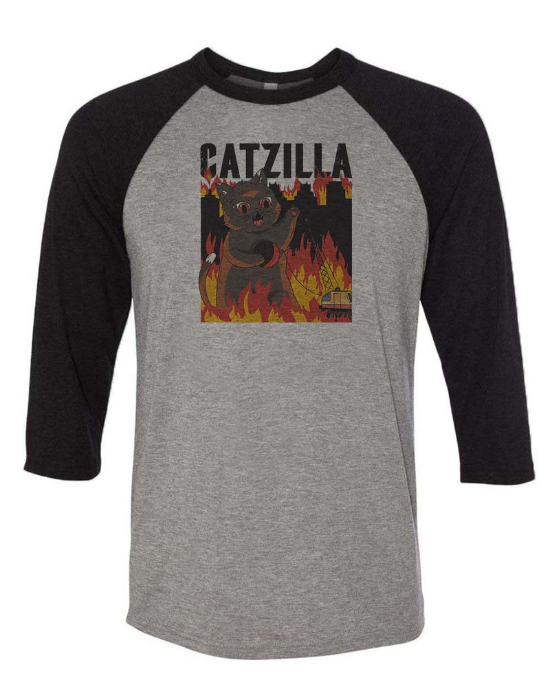 Load image into Gallery viewer, Unisex | Catzilla | 3/4 Sleeve Raglan - Arm The Animals Clothing Co.
