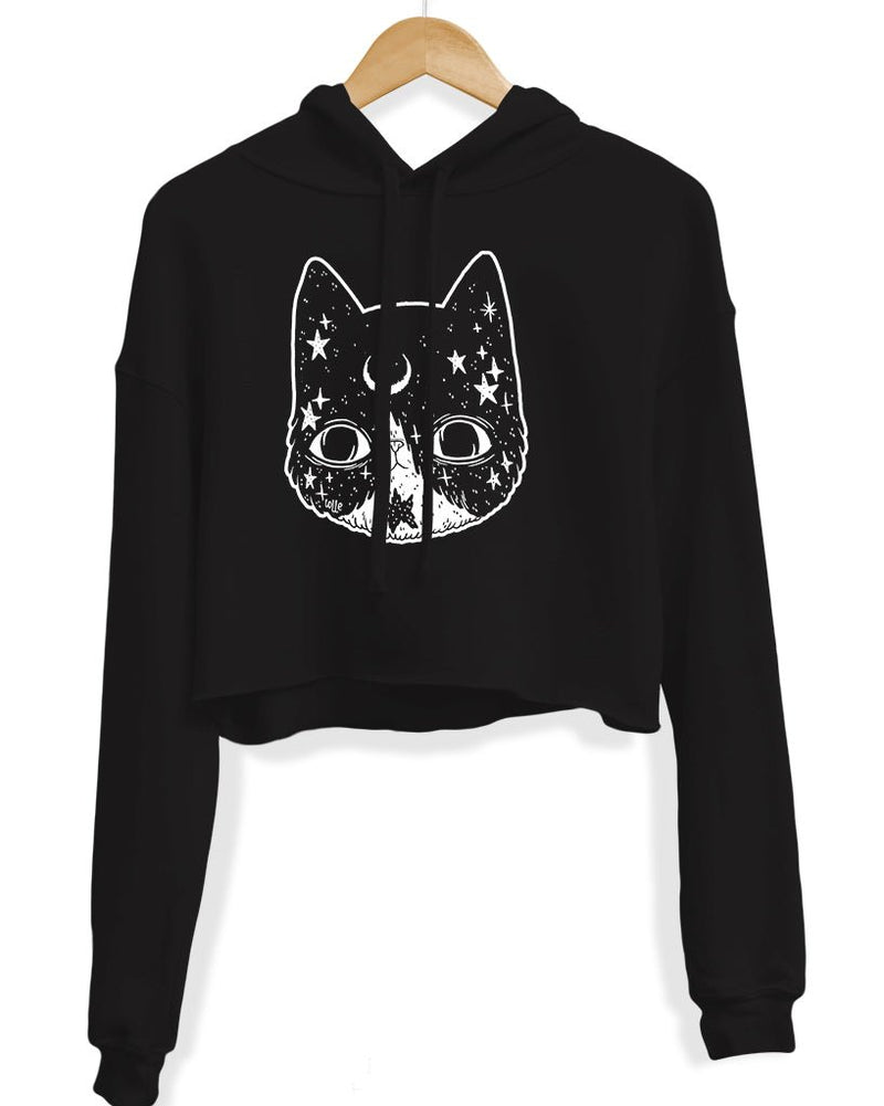 Load image into Gallery viewer, Unisex | Crescent Cat | Crop Hoodie - Arm The Animals Clothing Co.
