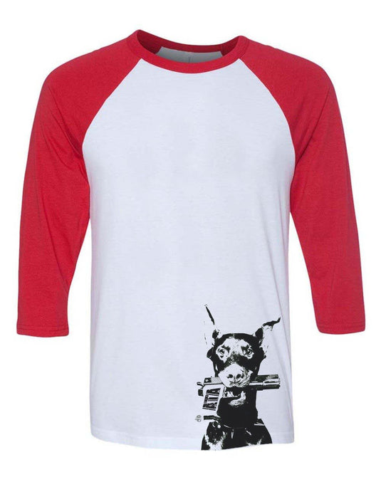 Unisex | Doberman Pistol | 3/4 Sleeve Raglan - Arm The Animals Clothing Co.