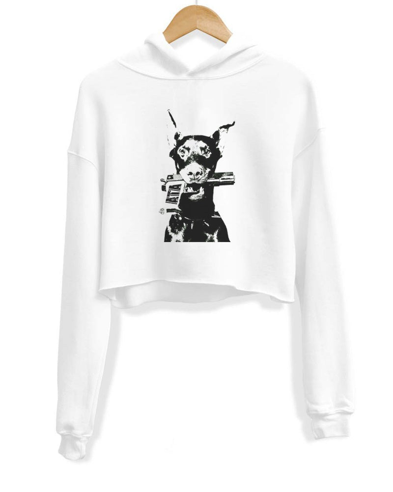 Load image into Gallery viewer, Unisex | Doberman Pistol | Crop Hoodie - Arm The Animals Clothing Co.

