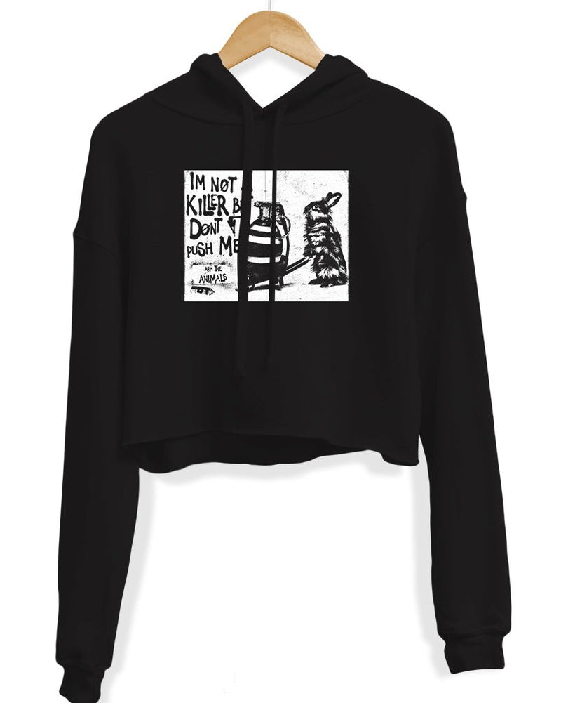 Load image into Gallery viewer, Unisex | Don&#39;t Push Me | Crop Hoodie - Arm The Animals Clothing Co.
